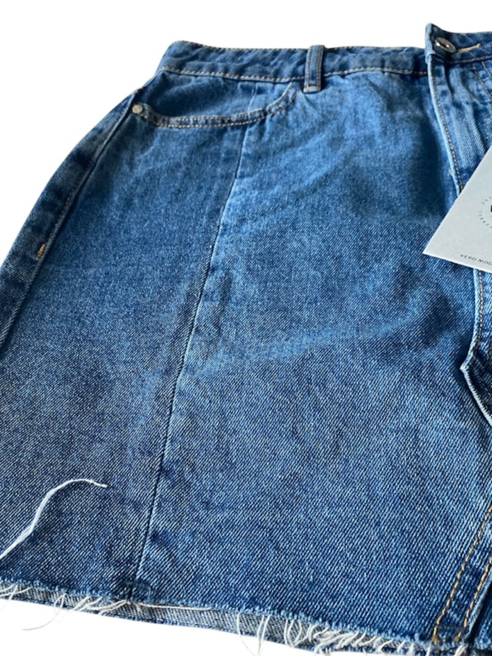 Vero Moda Raw Hem Mini Denim Skirt - Picture 3 of 9